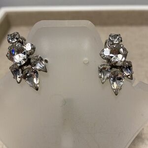 Vintage Clear Crystal SHERMAN Clip On Earrings